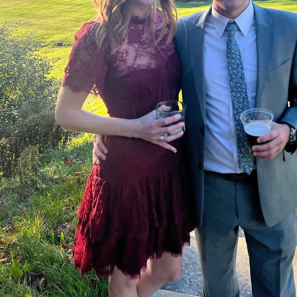 Elegant Burgundy Lace Dress - Worn Once